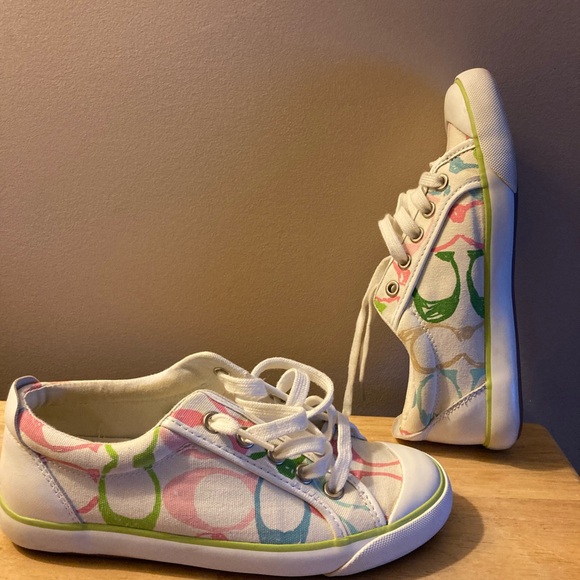 COACH Barrett sneakers size 6.0 multicolor on white signature C’s - Picture 13 of 13